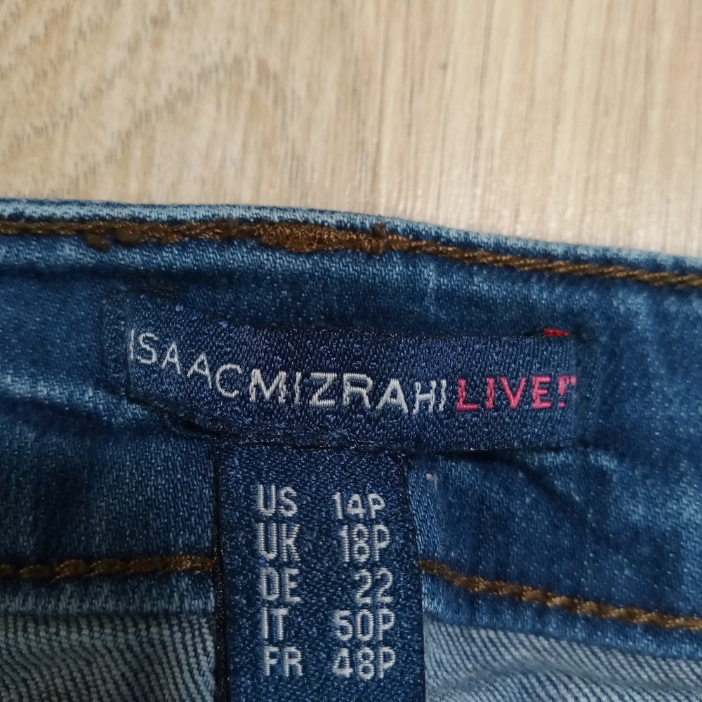 Isaac Mizrahi Live Womens Blue Straight Leg Cropped Jeans Size 14P Medium Wash - Picture 3 of 10